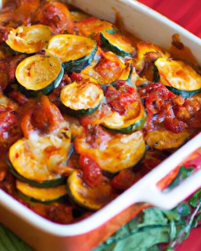 Hearty Zucchini & Beef Casserole with Zesty Tomato Sauce