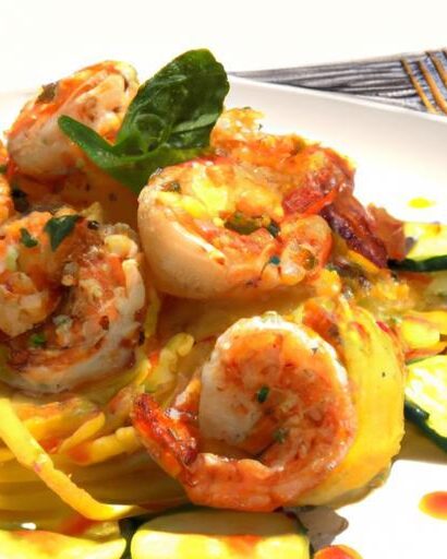 Zesty Lemon Herb Spaghetti Squash with Roasted Shrimp Delight