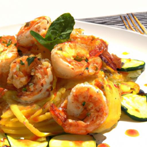 Zesty Lemon Herb Spaghetti Squash with Roasted Shrimp Delight