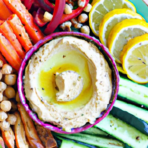 Colorful Hummus and Veggie Platter: A Healthy Delight
