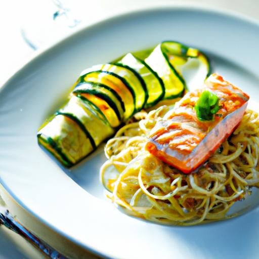 Savor Summer: Grilled Salmon Meets Zucchini Noodle delight