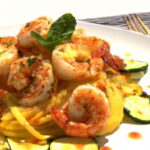Zesty Lemon Herb Spaghetti Squash with Roasted Shrimp Delight