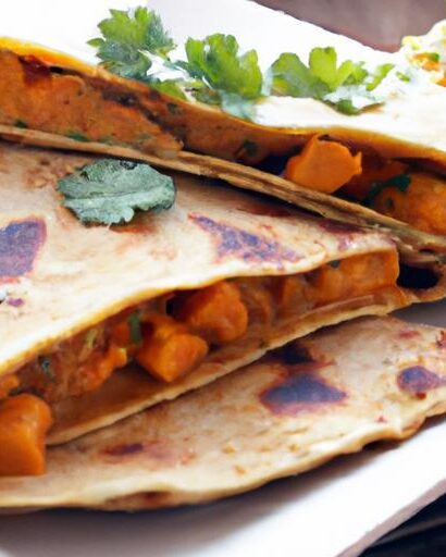 Hearty Roasted Sweet Potato & Bean Quesadillas Delight